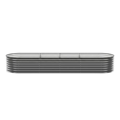 Green Fingers 4 Pcs Raised Garden Bed Kit Oval Galvanized Steel Planter Boxes 320x80x56cm, Heavy Duty Metal Elevated Garden Bed for Vegetables Flowers Herbs, with Safety Edging, Gloves & Pegs Included