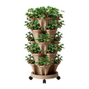 Green Fingers Garden Bed 5 Tier Vertical Garden Grey Strawberry Stackable Planters Herb Petunias Tan