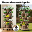 Green Fingers Garden Bed 5 Tier Vertical Garden Grey Strawberry Stackable Planters Herb Petunias Tan
