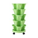 Green Fingers Garden Bed 5 Tier Vertical Garden Grey Strawberry Stackable Planters Herbs Light Green