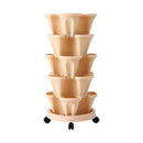 Green Fingers Garden Bed 5 Tier Vertical Garden Grey Strawberry Stackable Planters Herbs Beige