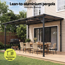 Instahut Gazebo Lean-To Pergola Garden Patio Polycarbonate 356cm X 275cm Brown