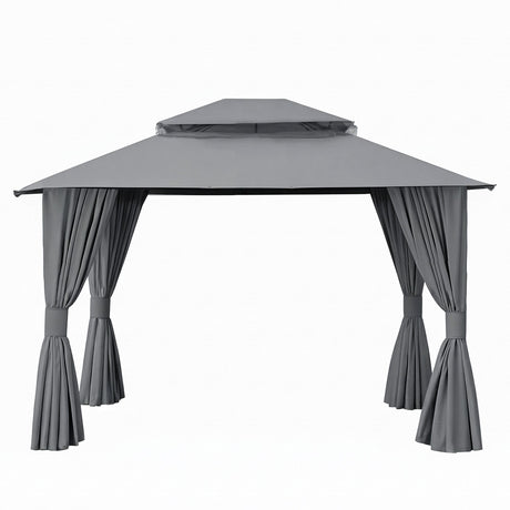 Instahut Gazebo 3x3m Canopy Outdoor Steel Frame Patio Tent Curtains Marquee Grey