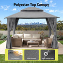 Instahut Gazebo 3x3m Canopy Outdoor Steel Frame Patio Tent Curtains Marquee Grey