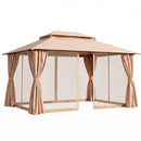 Instahut Gazebo 3x4m Canopy Outdoor Steel Frame Patio Tent Curtains Marquee Beige