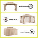 Instahut Gazebo 3x4m Canopy Outdoor Steel Frame Patio Tent Curtains Marquee Beige