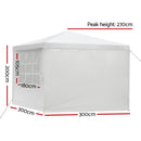 Instahut Gazebo 3x3m Marquee Wedding Party Tent Outdoor Camping Side Wall Canopy Window Panel White