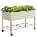 Green Fingers Mobile Raised Garden Bed With Wheels Storage Shelf 81cm Height for Vegetables Herb White