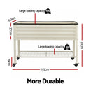 Green Fingers Mobile Raised Garden Bed With Wheels Storage Shelf 81cm Height for Vegetables Herb White