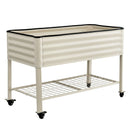 Green Fingers Mobile Raised Garden Bed With Wheels Storage Shelf 81cm Height for Vegetables Herb White