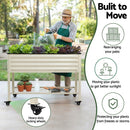 Green Fingers Mobile Raised Garden Bed With Wheels Storage Shelf 81cm Height for Vegetables Herb White