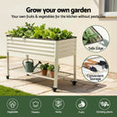 Green Fingers Mobile Raised Garden Bed With Wheels Storage Shelf 81cm Height for Vegetables Herb White