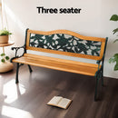 Gardeon Outdoor Garden Bench Seat 126cm Wooden Cast Iron 3 Seater Patio Furniture