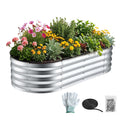 Green Fingers Raised Garden Bed Galvanised Oval Metal Planter Box Large Outdoor 120x60x30cm Silver