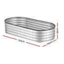 Green Fingers Raised Garden Bed Galvanised Oval Metal Planter Box Large Outdoor 150x70x30cm Silver