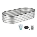 Green Fingers Raised Garden Bed Galvanised Oval Metal Planter Box Large Outdoor 150x70x30cm Silver