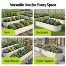 Green Fingers Oval Raised Garden Bed Galvanised Planter Box Rust Resistant 240x60x45cm White