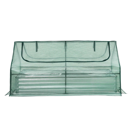 Green Fingers Raised Garden Bed with Greenhouse 3 in 1 Galvanised Planter Box Kit