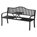 Gardeon Outdoor Garden Bench Seat Loveseat Steel Foldable Table Patio Furniture Black