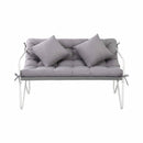 Gardeon Garden Bench 2 Seater Outdoor Bench Metal with Cushion 118cm Grey