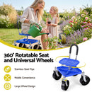 Gardeon Garden Cart Seat Rolling Stool 360 Swivel Height Adjustable Heavy Duty Blue