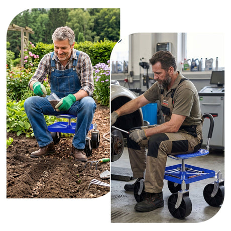 Gardeon Garden Cart Seat Rolling Stool 360 Swivel Height Adjustable Heavy Duty Blue