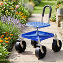 Gardeon Garden Cart Seat Rolling Stool 360 Swivel Height Adjustable Heavy Duty Blue