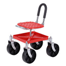 Gardeon Garden Cart Seat Rolling Stool 360 Swivel Height Adjustable Heavy Duty Red