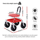 Gardeon Garden Cart Seat Rolling Stool 360 Swivel Height Adjustable Heavy Duty Red