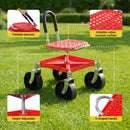 Gardeon Garden Cart Seat Rolling Stool 360 Swivel Height Adjustable Heavy Duty Red