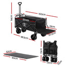 Gardeon Folding Camping Wagon Heavy Duty Utility Cart with Tailgate Table 150L