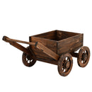 Gardeon Wooden Planter Cart Garden Decor Plant Stand Flower Fir Wood Wagon Wheels L