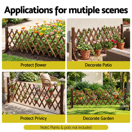 Gardeon Garden Fences Expandable Wooden Trellis Fence Plant Frame 160cm Brown