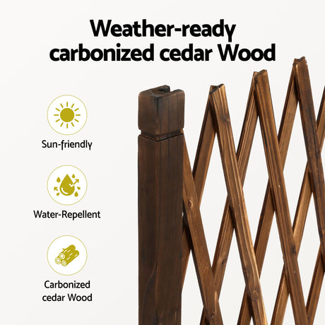 Gardeon Garden Fences Expandable Wooden Trellis Fence Plant Frame 200cm Brown