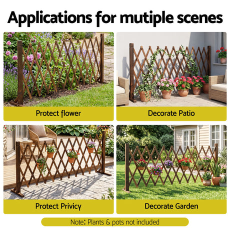 Gardeon Garden Fences Expandable Wooden Trellis Fence Plant Frame 200cm Brown