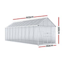 Green Fingers Greenhouse 6.03x2.44x2.68M Double Doors Aluminium Green House Garden Shed