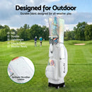 Everfit Golf Cart Bag Rolling Buggy Club Organiser Synthetic Leather White