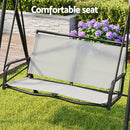 Gardeon Outdoor Swing Chair with Adjustable Canopy 142cmx172cm Stand Grey