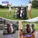 Everfit Golf 3 Bag Storage Golf Storage Garage Organizer with Wheels Black