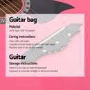Alpha 38 Inch Acoustic Guitar Folk Cutaway Steel String Pink With Carry Bag