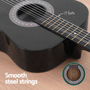 Alpha 38 Inch Classical Acoustic Guitar with Folding Stand Capo and String Set Black