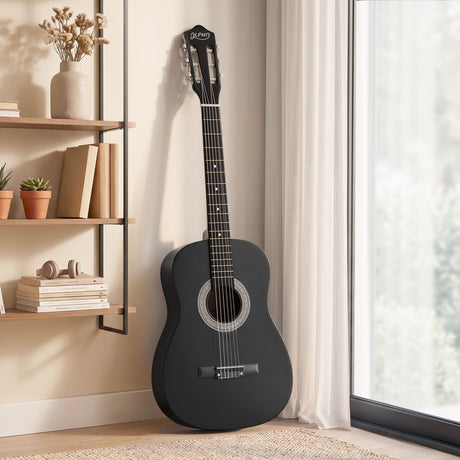 Alpha 38 Inch Acoustic Guitar Full Size Classical Cutaway Nylon String Black