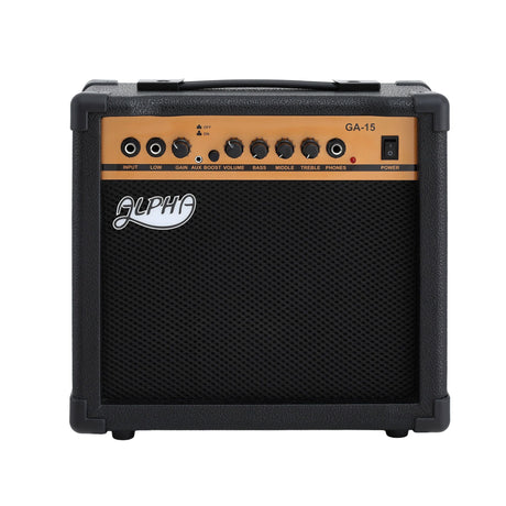 Alpha 20W Guitar Amplifier Portable Practice Amp Overdrive 3-Band EQ Black