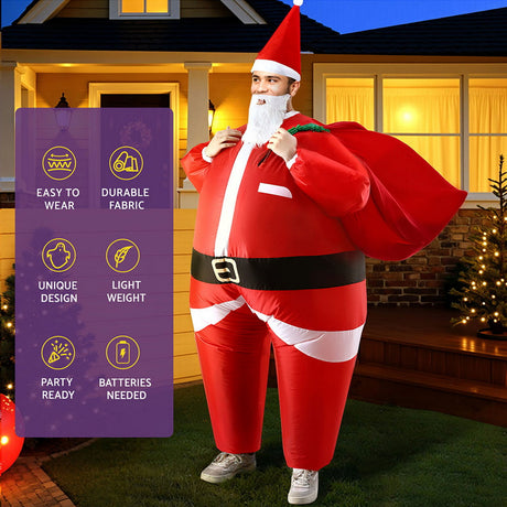 Inflatable Christmas Santa Claus Costume Adult Suit Blow Up Party Fancy Dress Xmas Cosplay