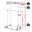 Artiss Clothes Rack Double Rod Airer Rail Coat Stand Adjustable Hanger