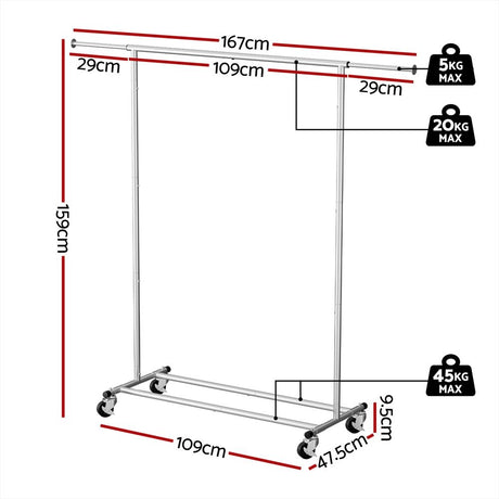 Artiss 2X Clothes Rack Airer Rail Coat Garment Stand Adjustable Hanger