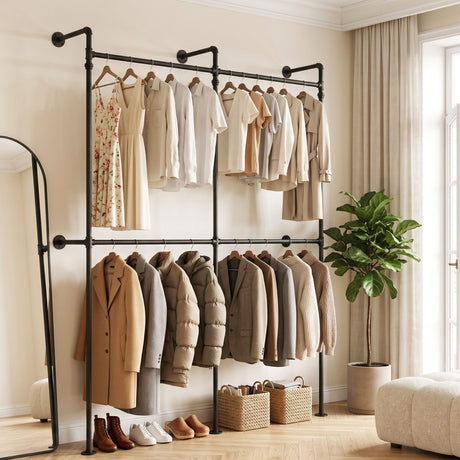 Artiss Industrial Pipe Clothing Rack Garment Clothes Display Stand Wall Mounted