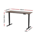 Artiss Standing Desk Height Adjustable 140cm Ergonomic Office Desk Brown