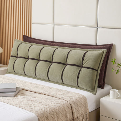 Giselle Bedding Headboard Pillow with Double-Layer Storage Wedge Reading Backrest with Adjustable Filling, Chenille Bed Rest Cushion for Daybed, Dorm, and RV King