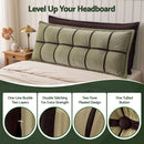 Giselle Bedding Headboard Pillow with Double-Layer Storage Wedge Reading Backrest with Adjustable Filling, Chenille Bed Rest Cushion for Daybed, Dorm, and RV Queen